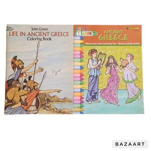Life In Ancient Greece Set Of 2 Coloring Books John Green Color & Learn